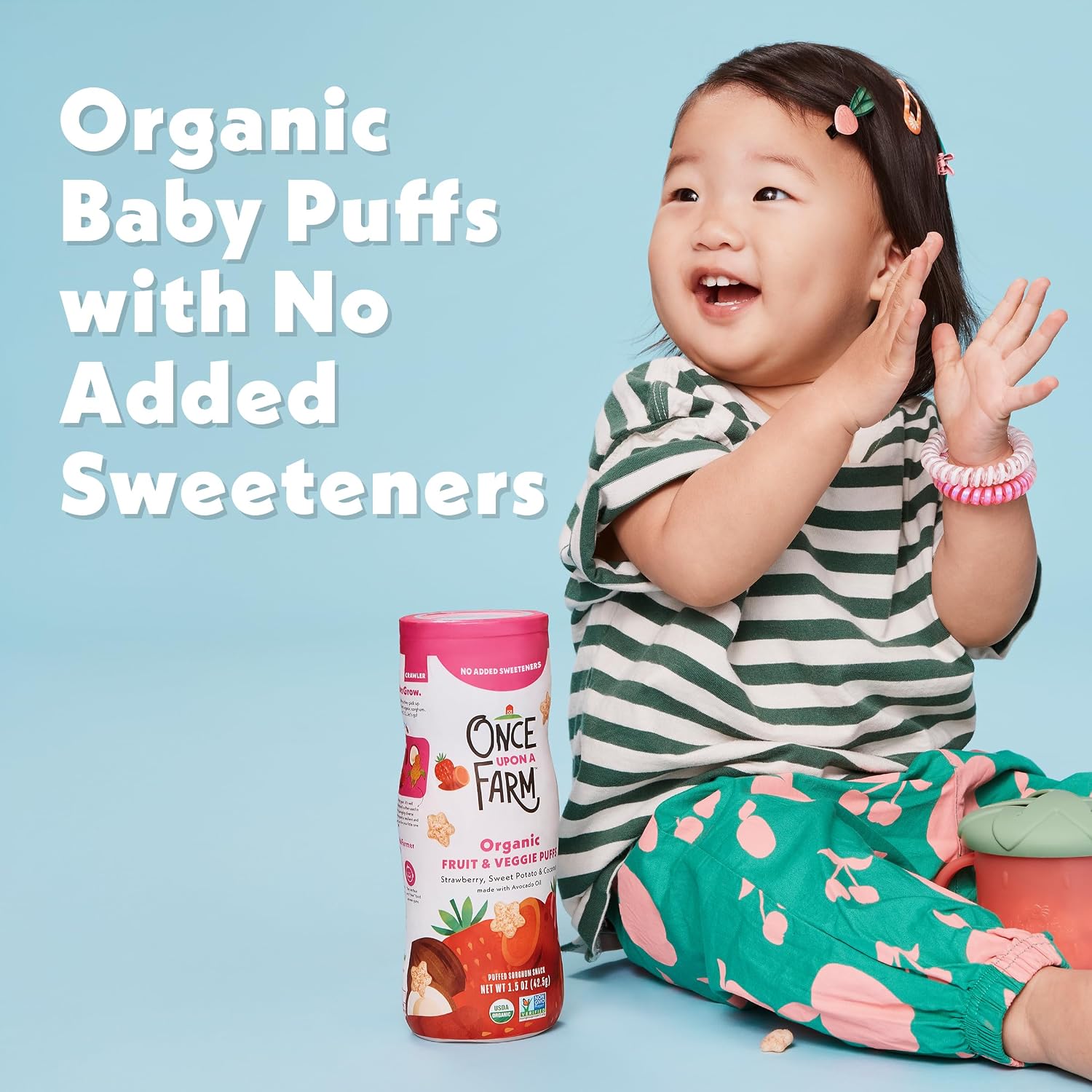 Once Upon a Farm Organic Baby Fruit & Veggie Puffs Strawberry, Coconut & Sweet Potato, 1.5oz