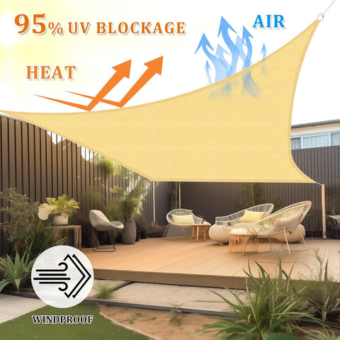 Shade&Beyond 7'X13' Sun Shade Sail Sand Rectangle