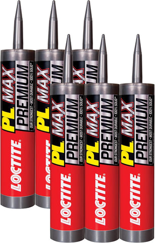 Loctite PL Premium Max Construction Adhesive, 9 fl oz Cartridge, 12 Pack - Versatile Construction Glue for Wood, Concrete, Stone & More