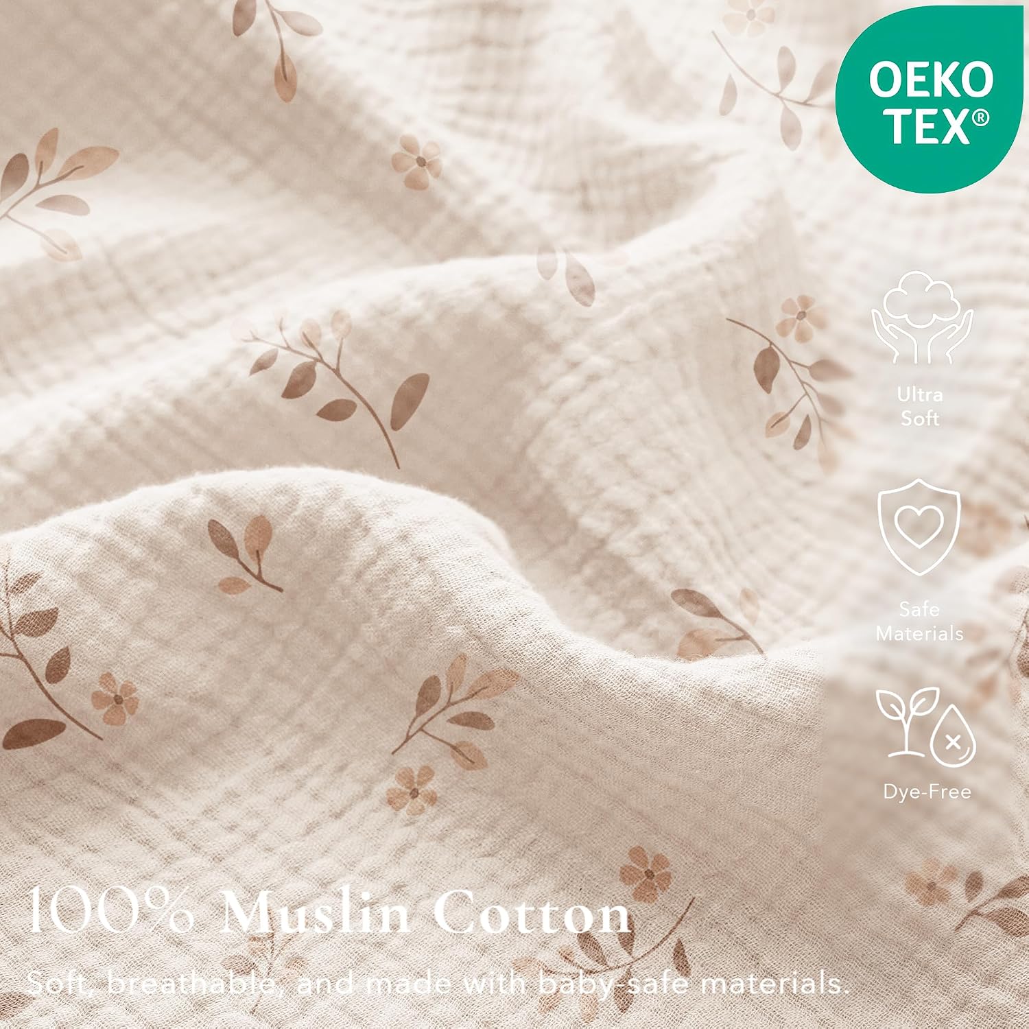 Konssy 2 Pack Muslin Crib Sheets for Standard Crib Mattress, 52" x 28"