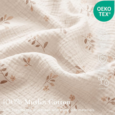 Konssy 2 Pack Muslin Crib Sheets for Standard Crib Mattress, 52" x 28"