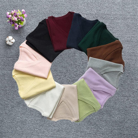 jinghuiyue Women’s V Neck Sweater Vest School Uniform Solid Color Sleeveless Knit Sweaters Pullover Tank Tops