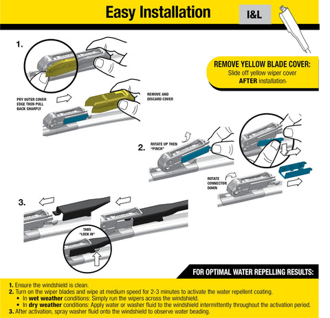 Rain-X 810237 Latitude 2-In-1 Water Repellent Wiper Blades, 26" and 22" Windshield Wipers (Pack Of 2), Automotive Replacement Windshield Wiper Blades With Patented Rain-X Water Repellency Formula