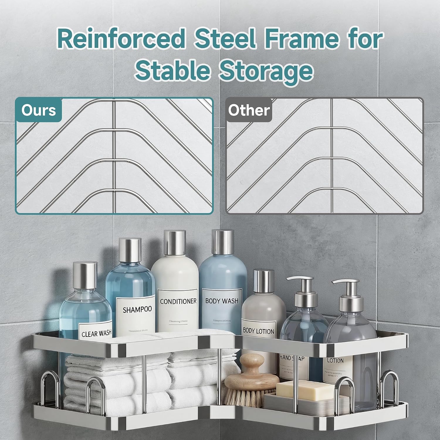 Veken Corner Shower Caddy 3-Pack, Advanced Rustproof Design&Stable Storage