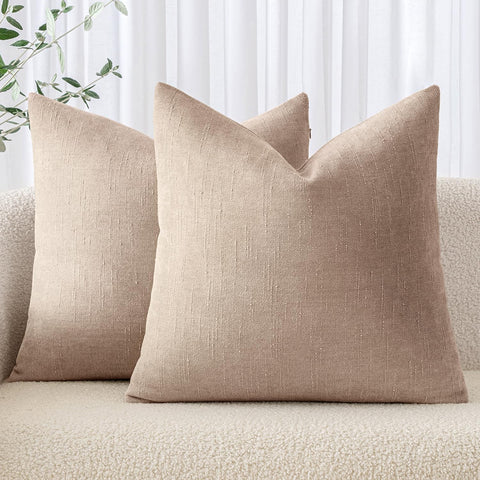 MIULEE 24x24 Inch Euro Textured Chenille Throw Pillow Covers Irish Cream