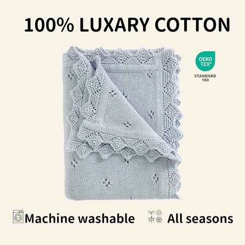 mimixiong Cotton Baby Blanket Knitted Crochet Receiving Crib