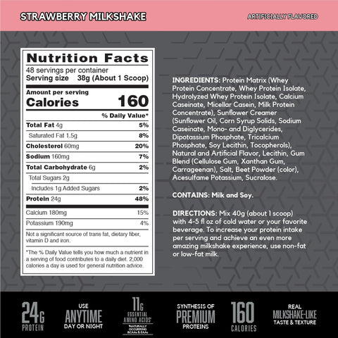 BSN SYNTHA-6 Edge Powder, Low Sugar, Strawberry Milkshake, 48 Servings