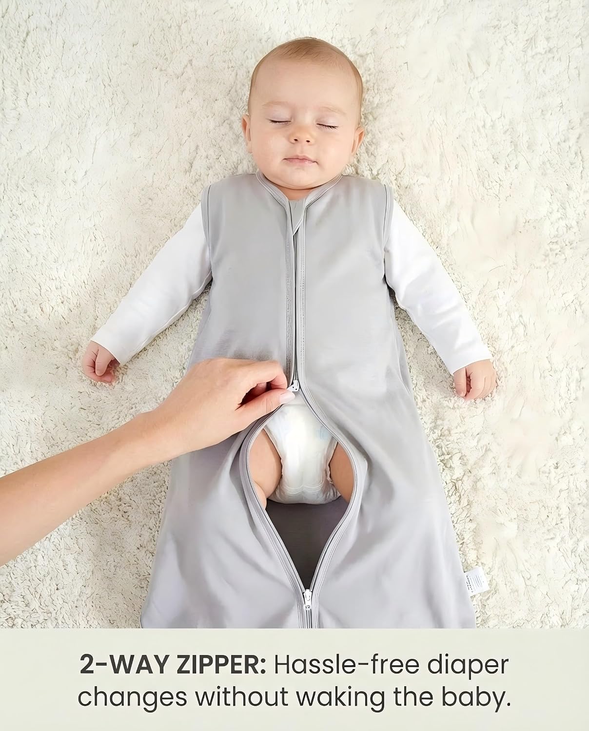 3 Pack Baby Sleep Sack 12-18 Months 100% Organic Cotton, 0.5 TOG Lightweight Wearable Blanket, 2-Way Zipper Sleeping Bag, Cotton&Fawn&Grey