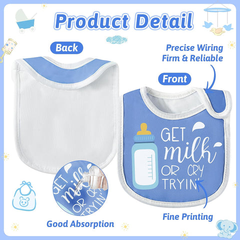 7Pcs Cotton Waterproof Baby Bibs Hook Loop Closure Newborn Bib Keepsake Baby Gift for Drooling Feeding Eating