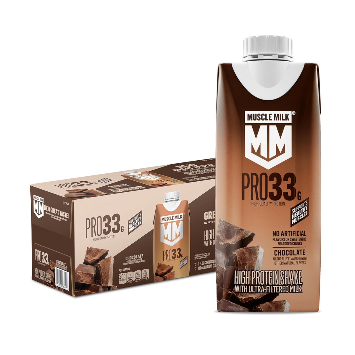 Muscle Milk Pro Liquid High Protein Shake, Chocolate, 11 Fl Oz (Pack of 12)