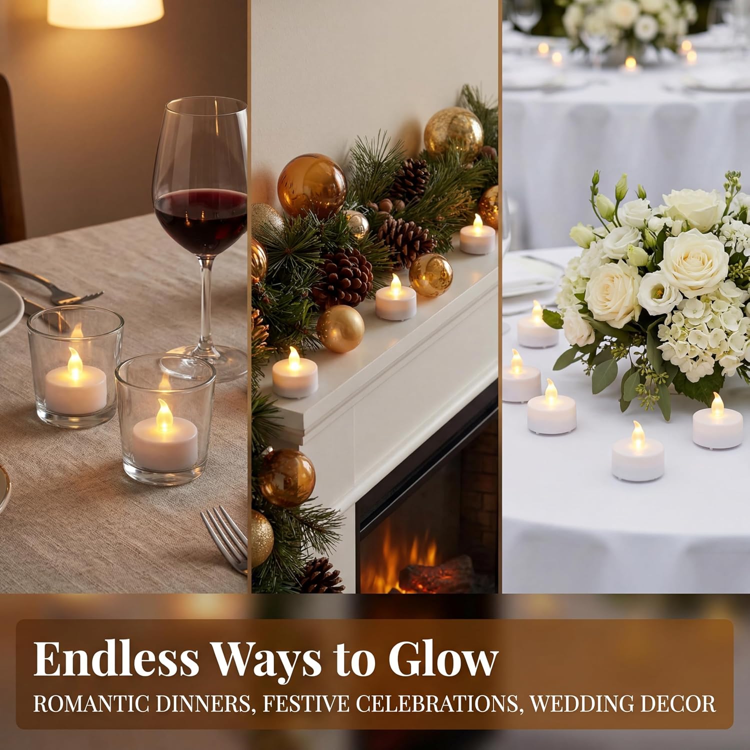 Tea Lights Flameless Battery Operated Candles. Warm White 100Pack