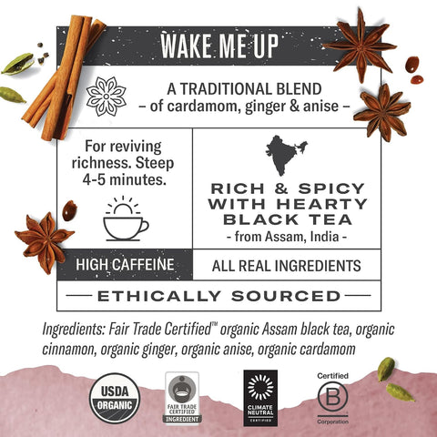 Numi Organic Golden Chai Tea, 100 Chai Tea Bags, High Caffeine