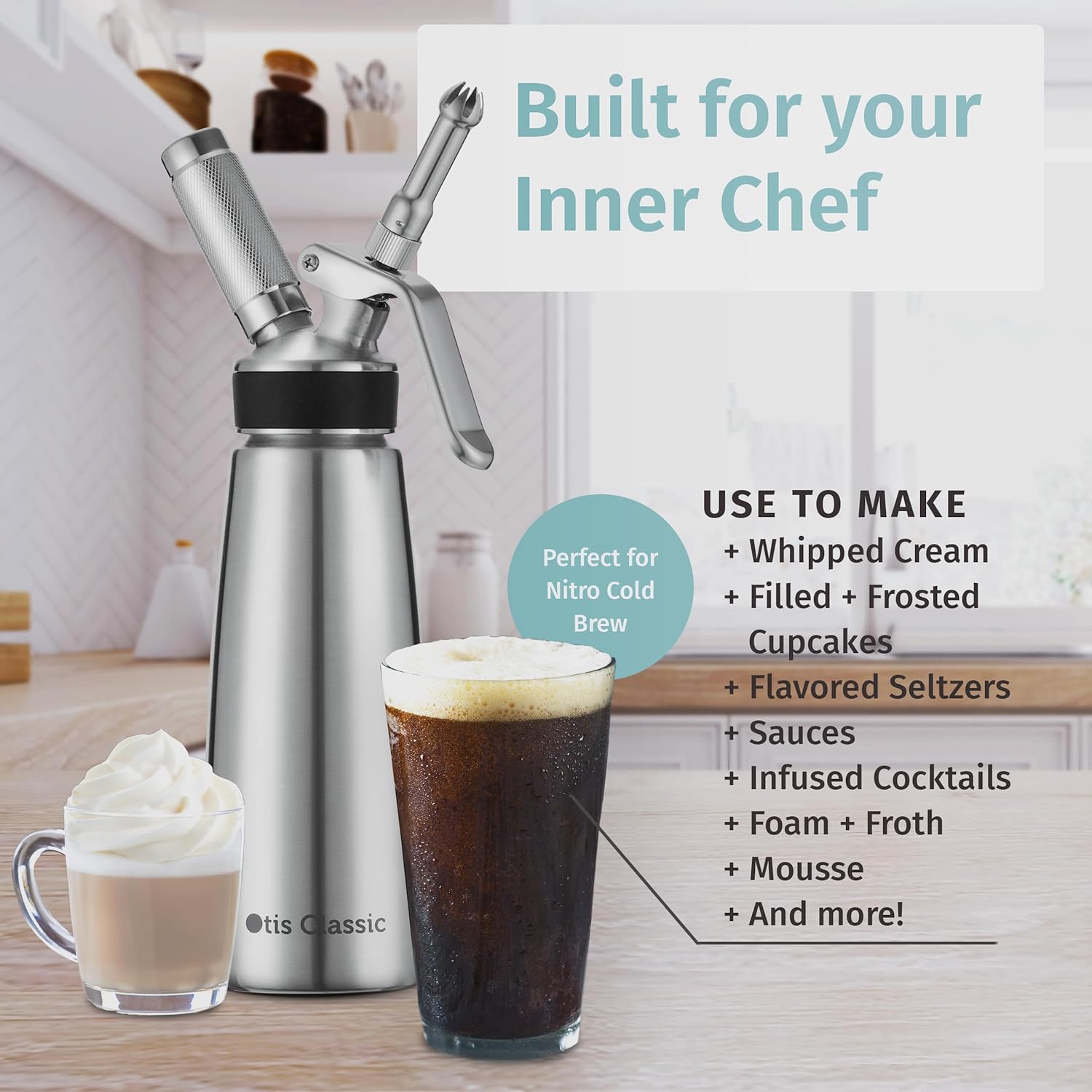 Otis Classic Professional Whipped Cream Dispenser 304 Stainless Steel,500ml