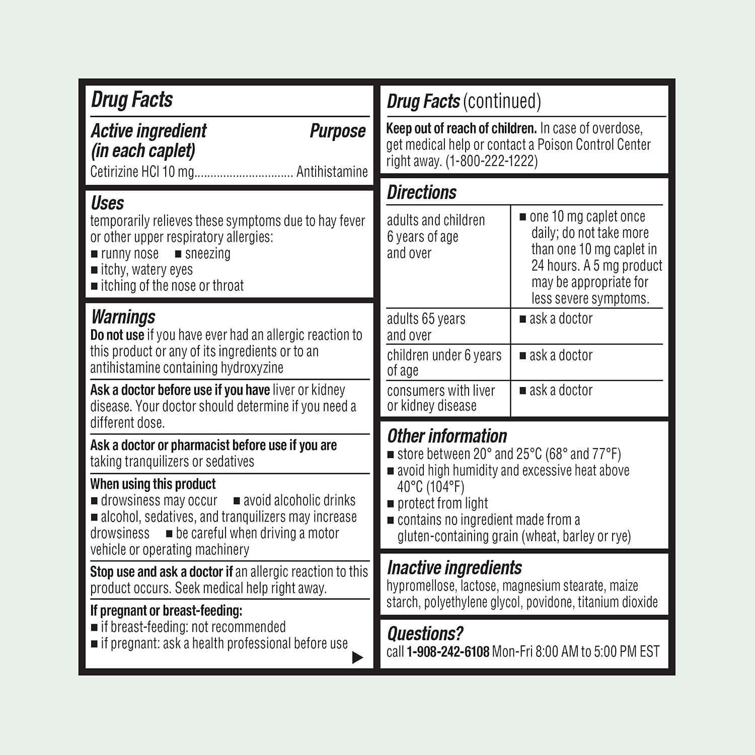 ValuMeds 24-Hour Allergy Medicine Antihistamine for Pollen, Hay Fever, Dry, Itchy Eyes, Allergies | Cetirizine HCl 10mg Caplets, Compare to Leading Brand (100 Count)