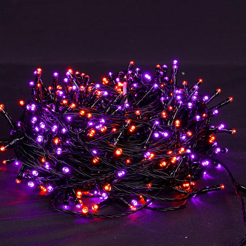 Dazzle Bright Halloween String Lights, 33FT 100 LED Connectable Black Wire 8 Modes String Lights, Waterproof Halloween Decorations for Indoor Outdoor Patio Party Holiday, Purple & Orange