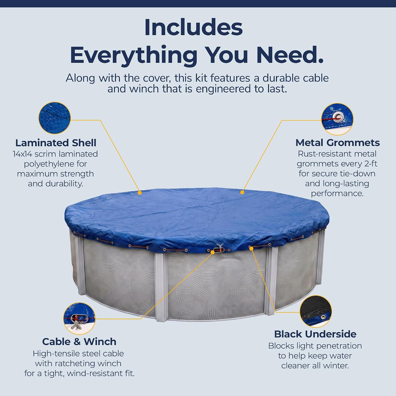 Blue Wave Arctic Armor 18-ft Round Above Ground Pool Winter Cover, Blue