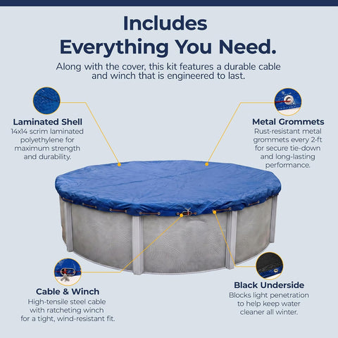 Blue Wave Arctic Armor 18-ft Round Above Ground Pool Winter Cover, Blue