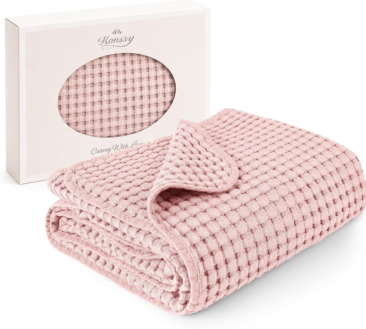 Konssy Waffle Baby Blanket for Boys & Girls, Soft Newborn Swaddle Blanket