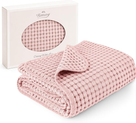 Konssy Waffle Baby Blanket for Boys & Girls, Soft Newborn Swaddle Blanket