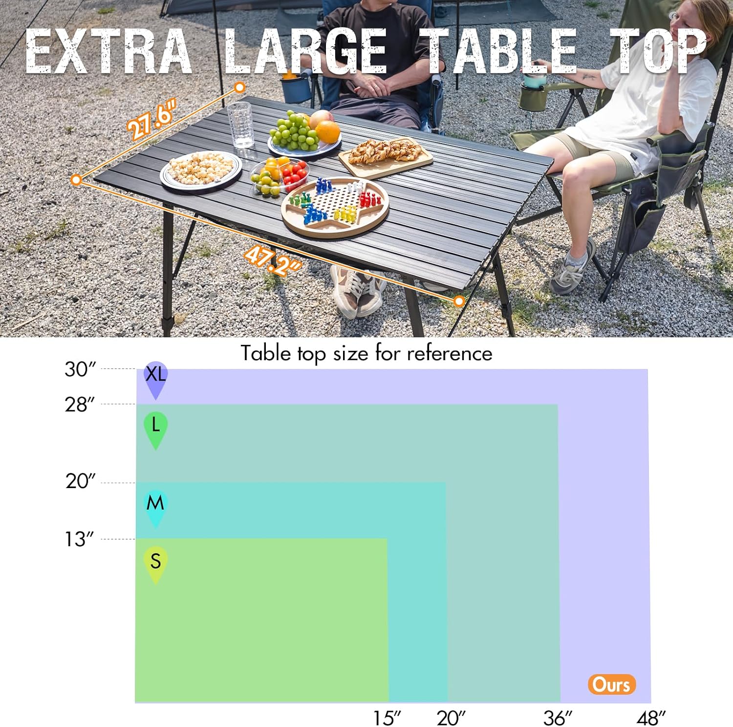 Portal Camping Table, Folding Aluminum Table with Carry Bag for Outdoor Use