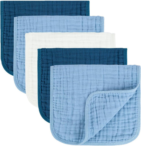 MIGIOL Baby Burp Cloths 100% Cotton Newborn Muslin Burp Cloths 10x20 inches Baby Essentials Coffee & White 5-Pack