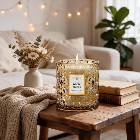 Chloefu LAN Amber Candles, Luxury Candle for Home Scented, Long Burning Time, Holiday Gifts, All Natural Soy Wax Decorative Candles, Scented Candle Gifts for Men&Women, 8.1oz