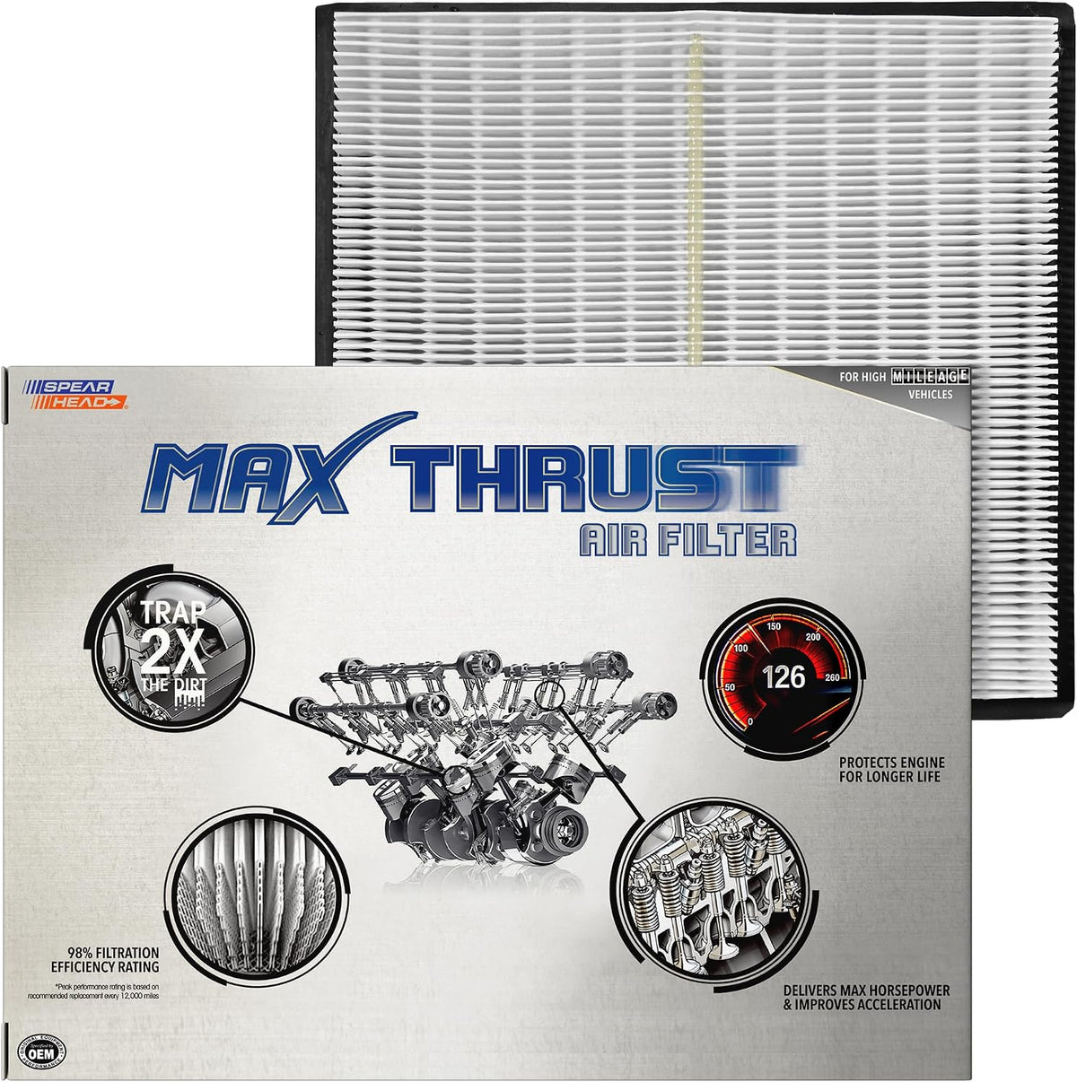 Spearhead Max Thrust Engine Air Filter | Fits 2019-23 Ascent/Forester, 2018-23 Crosstrek, 2017-23 Impreza, 2020-23 Legacy/Outback, 2022-23 WRX | OEM Fit & High Dust Holding Capacity (MT-295)