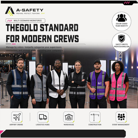 A-SAFETY High Visibility Reflective Vest with Multi-Color, Zipper, Pink, S