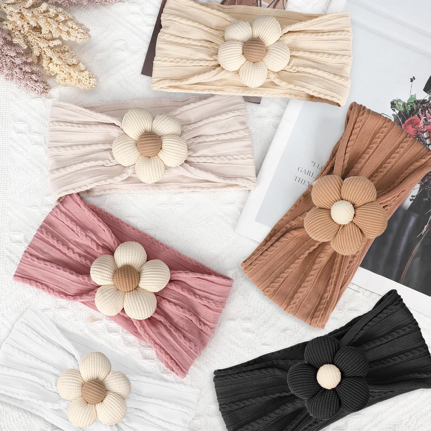 3 Pcs Baby Flower Headbands Baby Girl Nylon Headband Soft Newborn Hairbands