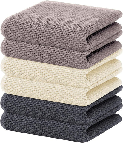 Homaxy 100% Cotton Waffle Weave Kitchen Dish Towels 6-Pack, Mixed Color