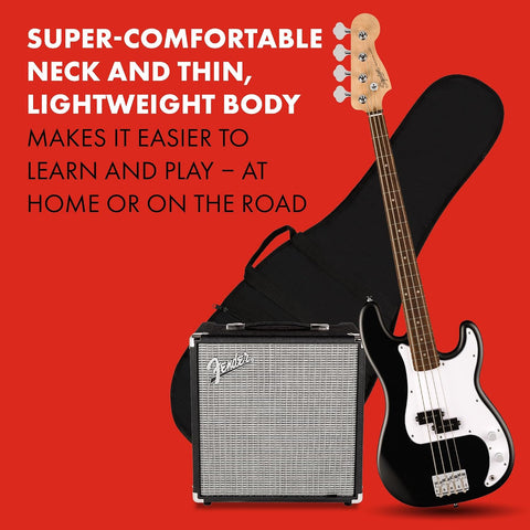 Fender Squier Debut Series Beginner Precision Bass Guitar Kit w/Amp, Black