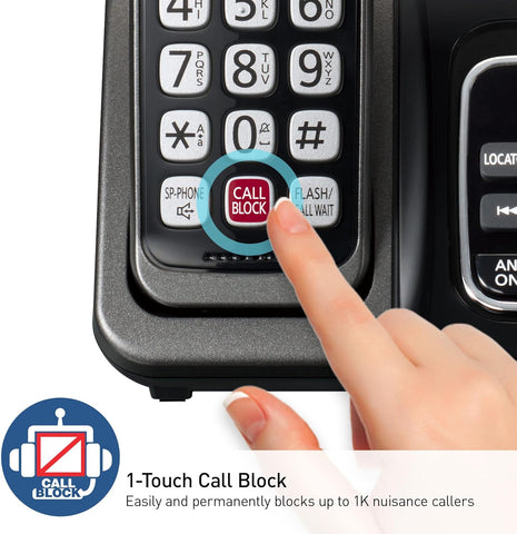 Panasonic Cordless Phone with Answering Machine, Advanced Call Block, Bilingual Caller ID and High-Contrast Display, Expandable System with 2 Handset Cordless Telephones - KX-TGD832M (Metallic Black)