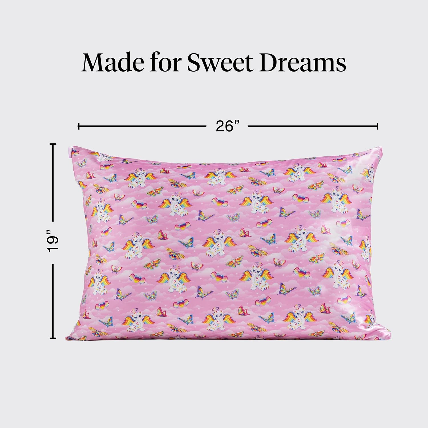 Lisa Frank x Kitsch Satin Pillowcase, Size 19x26 - Angel Kitty