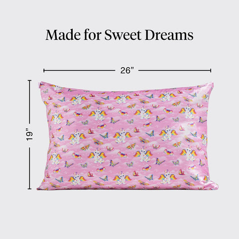Lisa Frank x Kitsch Satin Pillowcase, Size 19x26 - Angel Kitty