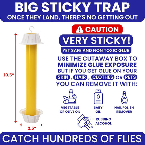 Fly Stick Sticky Fly Traps for Indoors Outdoor 4pk. Non-Toxic Super Sticky Hanging Flies Catcher Paper Tape Strips for Home. Catches All Bugs and gnats. Indoor Outdoor House Flying Insect Trap.