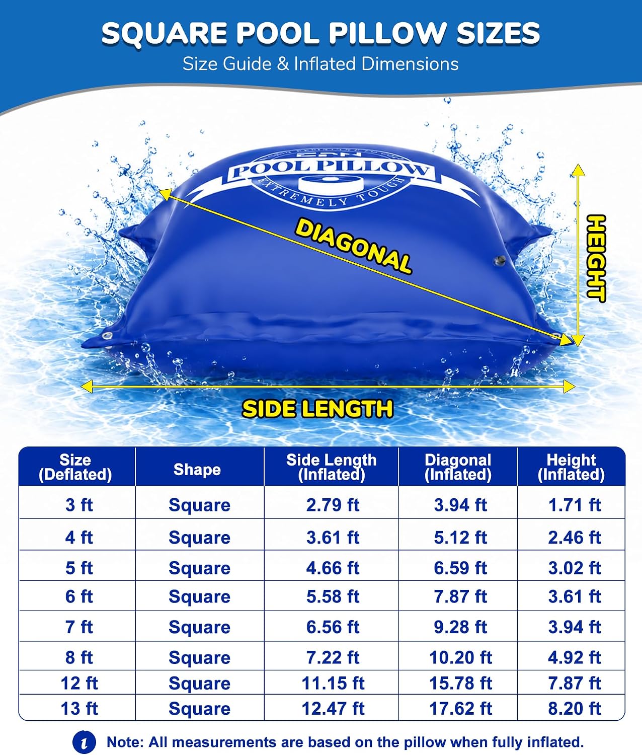 EPN Pool Pillows for Above Ground Pools, 8 x 8FT Winterizing Pool Pillow