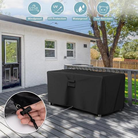 SHINESTAR Rectangle Fire Pit Cover, Fits for 54-56 Inch Gas Fire Table, Waterproof and Windproof, 56 x 26 x 24 Inches, Black