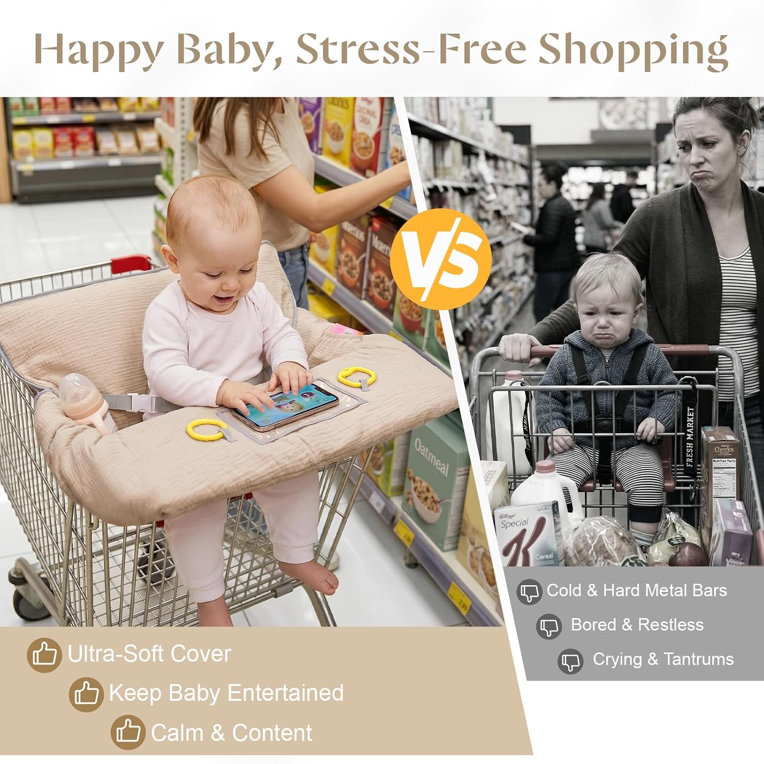 Muslin Shopping Cart Cover for Baby Soft Breathable Full Coverage