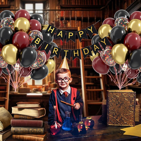 60pcs Black Burgundy and Gold Balloons 12inch with Confetti Balloons
