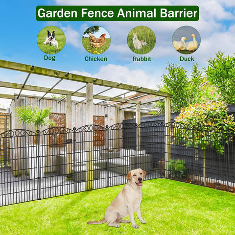 6 Panel No Dig Decorative Garden Fence with Gate 42" H x 13'L for Pets