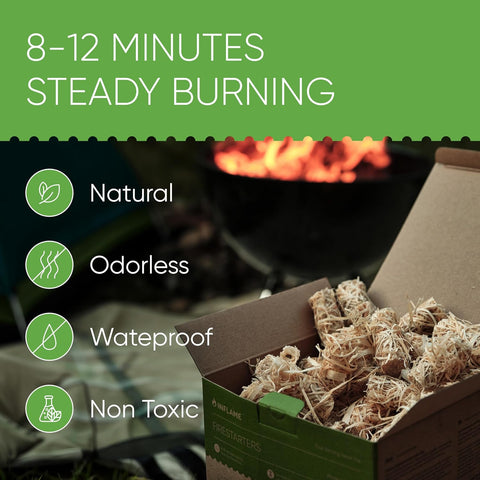 Inflame Fire Starters 130 pcs - Fire Starters for Campfires, Charcoal, BBQ