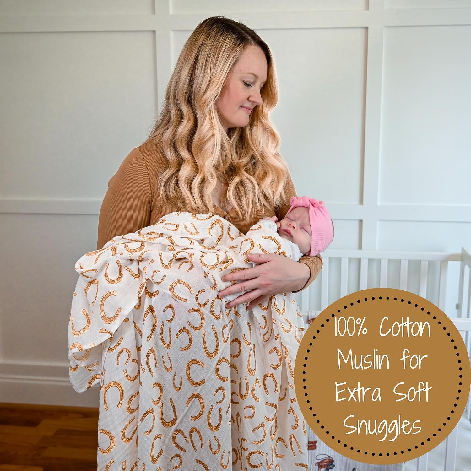 LollyBanks Muslin Swaddle Blanket, 47 x 47 in, Newborn Receiving Blanket