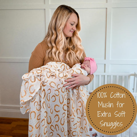LollyBanks Muslin Swaddle Blanket, 47 x 47 in, Newborn Receiving Blanket