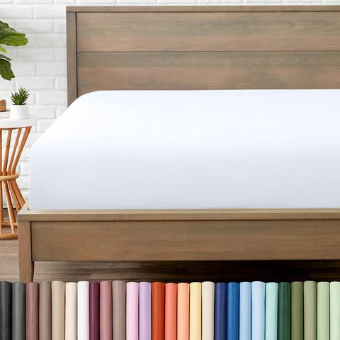 Bare Home Queen Fitted Sheet - 1800 Ultra-Soft (Queen, White)