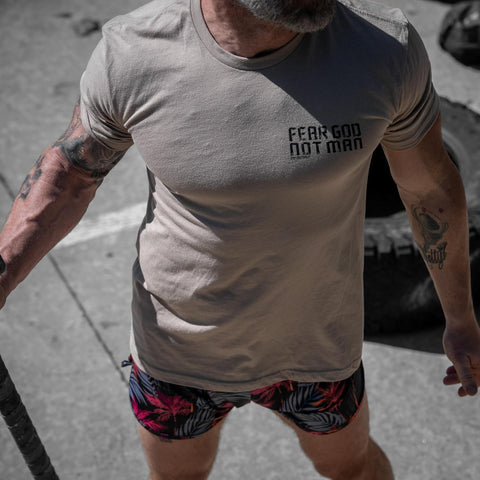 Combat Iron Men's Graphic T-Shirt - Fear God Not Man