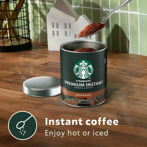 Starbucks Premium Instant Coffee Medium Roast, 3 Tins 3.17 oz | 100% Arabica premium instant and microground coffee; Medium Roast; 3 tins, 3.17 oz each