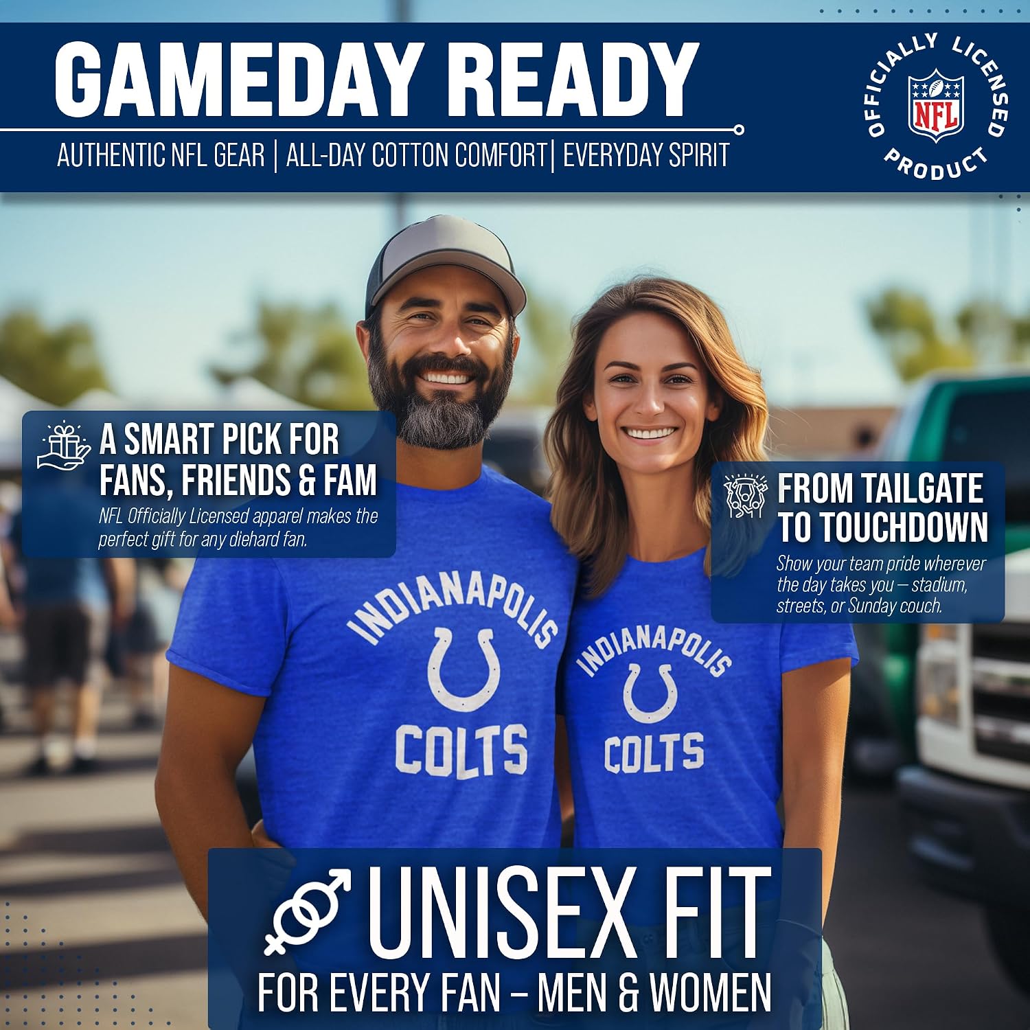 NFL Gameday Cotton Blend T-Shirt for Men and Women - Licensed