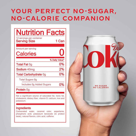 Diet Coke Soda Soft Drink Cans, 12 fl oz, 12 Pack