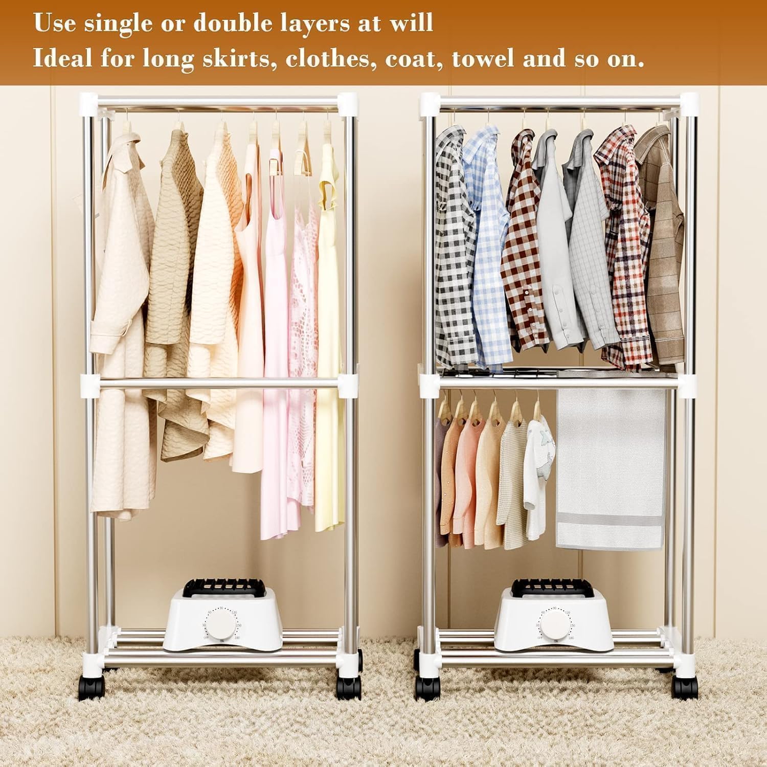 Clothes Dryer, Portable Drying Machine with Timer, 60inch Laundry Drying Wardrobe with Large Capacity, Electric Dryer/Rack for Home | Appartments (Blue IM5)