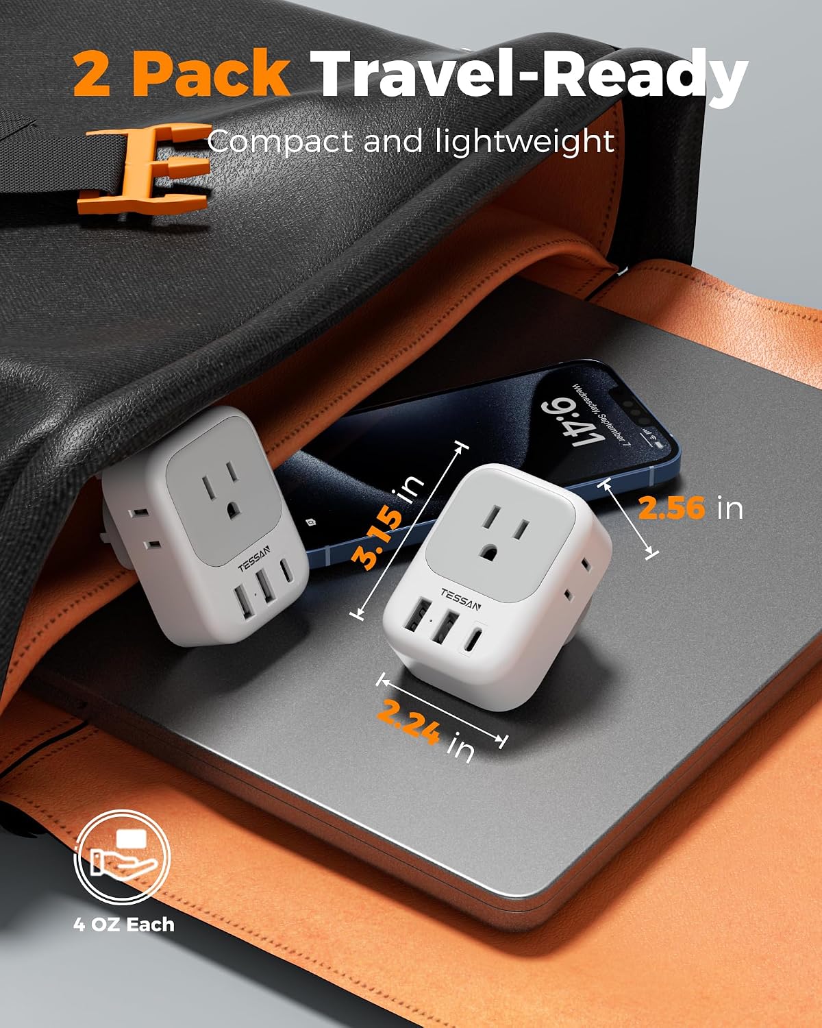 TESSAN UK Adapters for Travel, Type G Adaptor, 2 Pack
